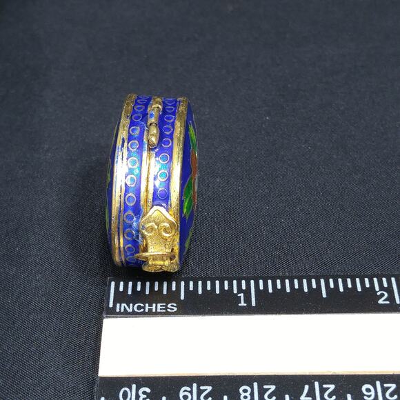 Vintage Cloisonne Enamel Pendant Trinket Box, 1970s Jewelry, Boho - Picture 6 of 10